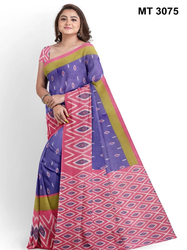 Modern Abstract Border Digital Printed Tissue Saree